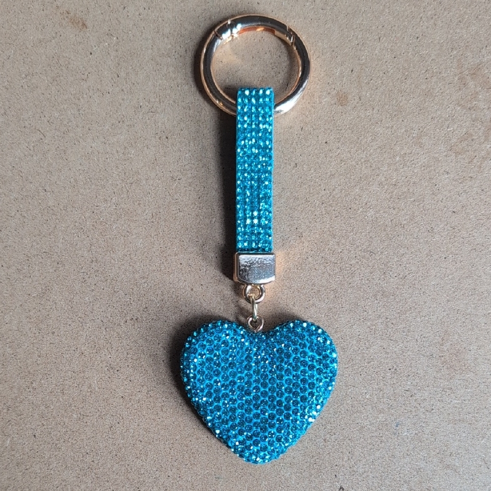Crystal Heart Keyring Bag Charm
